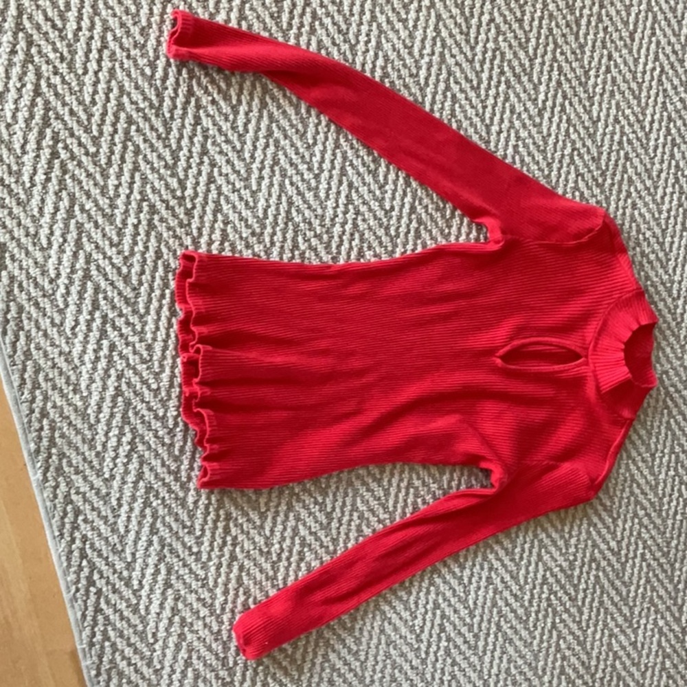 Boston Proper Red Knit Sweater Crew Neck